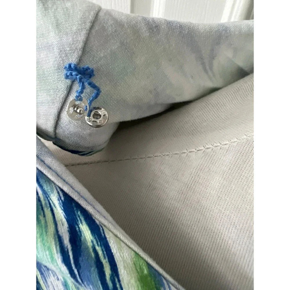 Chicos Sleeveless Maxi Dress Size 4 Blue Green Ikat Print Summer Boho Resort - Picture 9 of 12